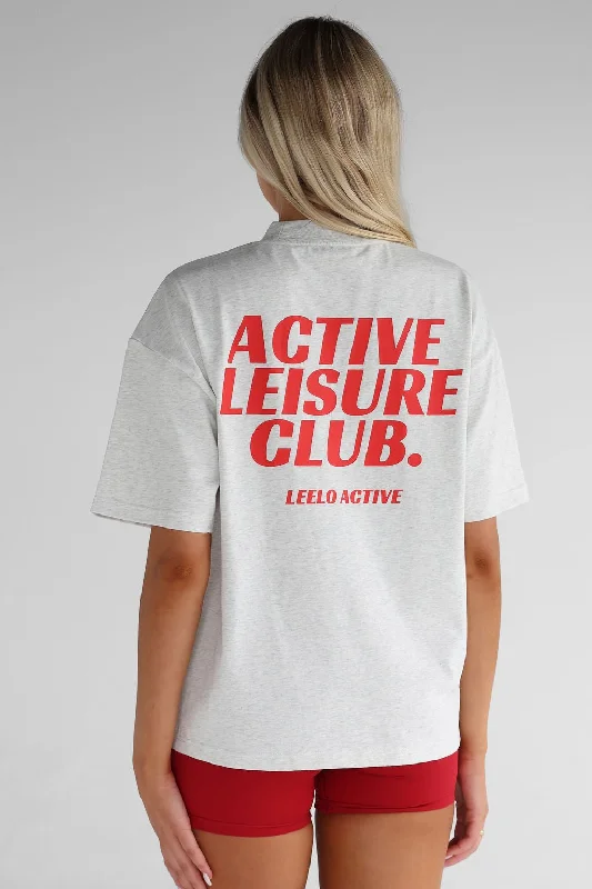 Active Leisure Tee - Oatmeal/Red