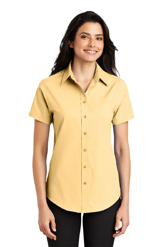 Port Authority Womens Easy Care Wrinkle Resistant Short Sleeve Button Down Shirt - Yellow - Closeout