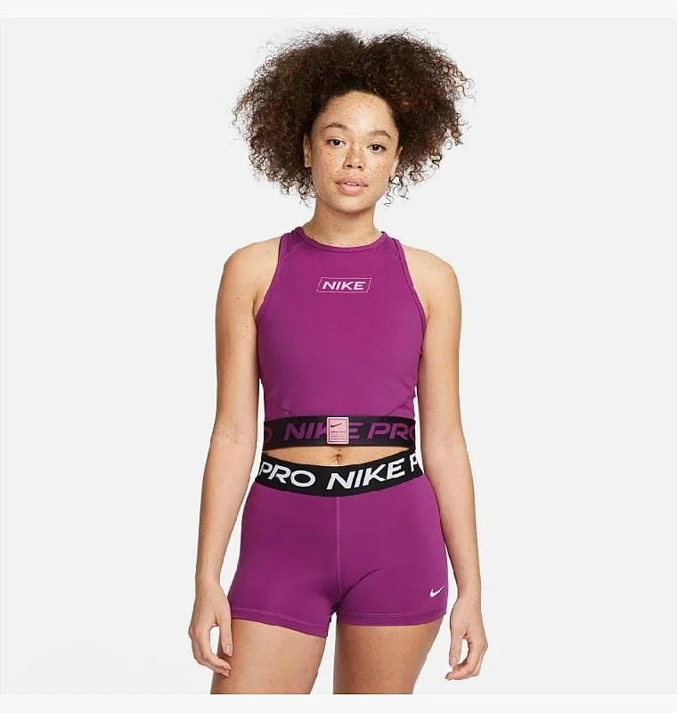 Nike Womens Pro Dri-Fit Graphic Crop Tank Top Violet