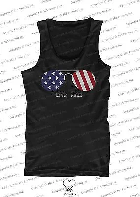 Red White and Blue Collection - Live Free Sunglasses Men's Tank Top