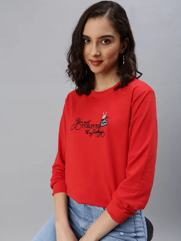 Women's Red Solid SweatShirt