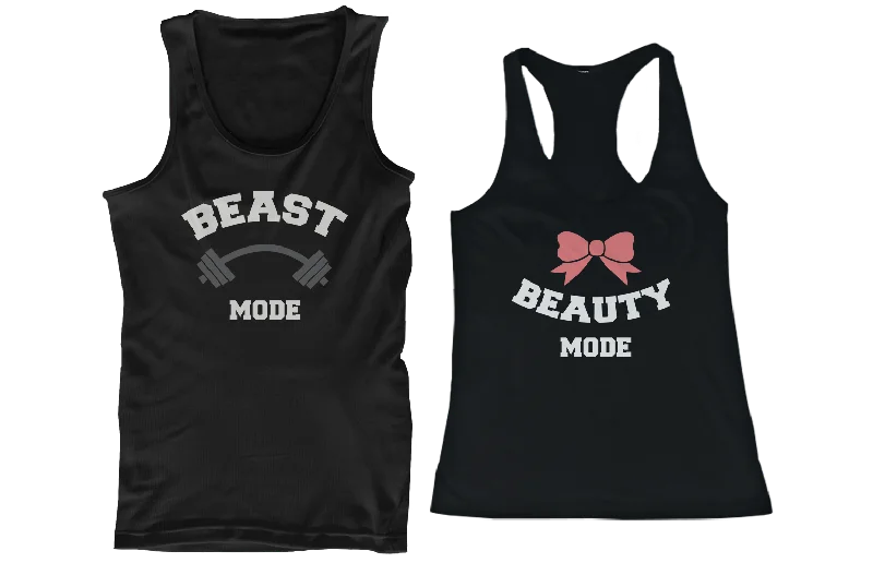 Beauty Mode and Beast Mode His and Her Matching Tank Tops for Couples