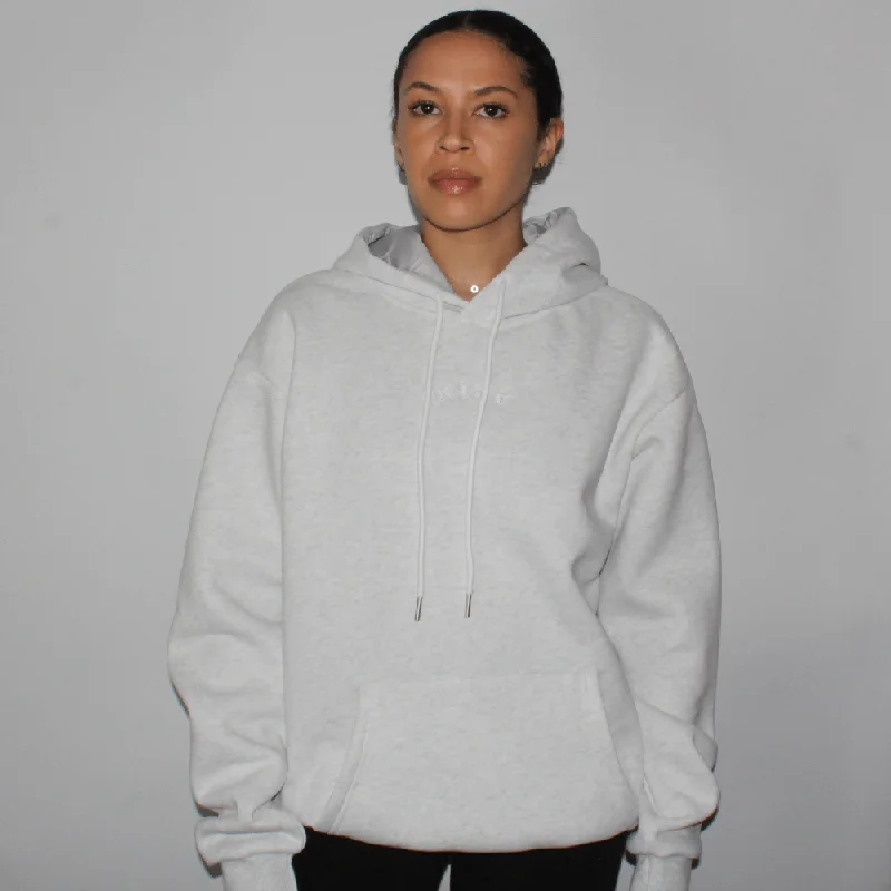 Satin Lined Hoodie - Light Grey Marl