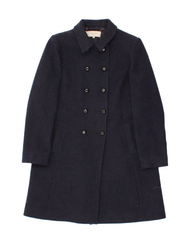 HOBBS Womens Overcoat UK 16 Large Navy Blue Wool