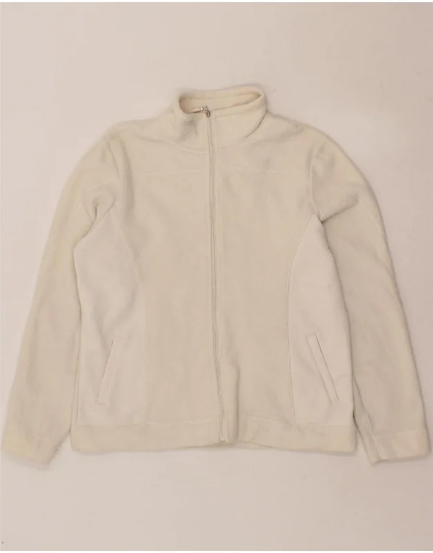 IZOD Womens Fleece Jacket UK 12 Medium Off White Colourblock Polyester