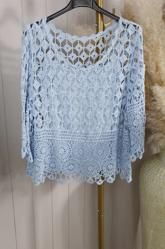 Cressida Crochet Top Light Blue