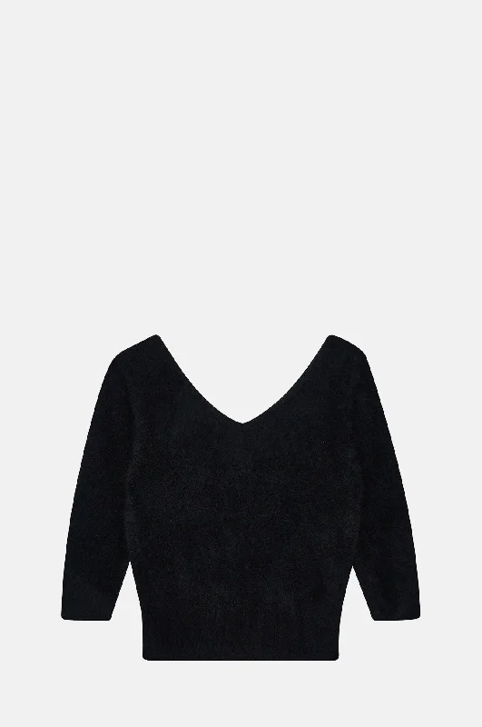 Brushed Vee Knit Black