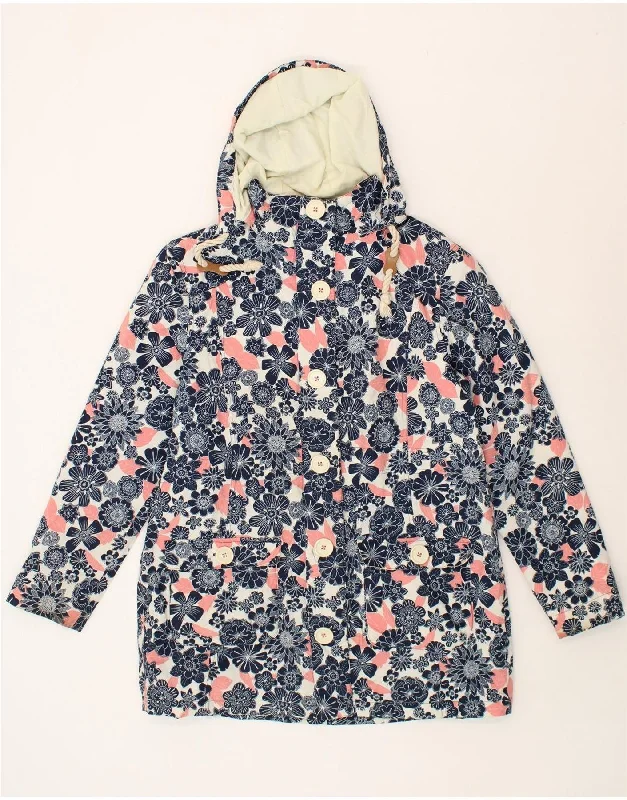 WEIRD FISH Womens Hooded Rain Jacket UK 14 Large  Navy Blue Floral Nylon