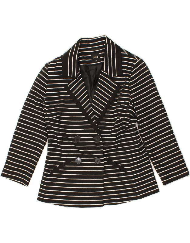 OASIS Womens 3/4 Sleeve Blazer Jacket UK 10 Small  Black Striped