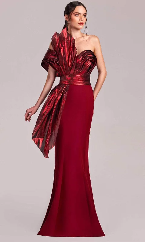 MNM Couture G1832 - Sweetheart Metallic Ruffle Evening Gown