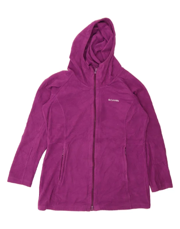 COLUMBIA Womens Hooded Fleece Jacket UK 16 Large Purple Polyester