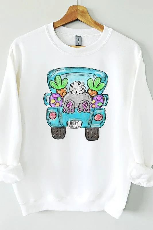 Happy Easter Bunny Truck Graphic Sweatshirt