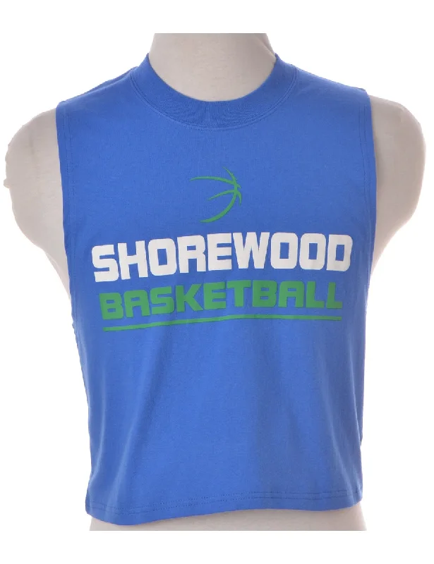 Label Blue Crop Sports Vest