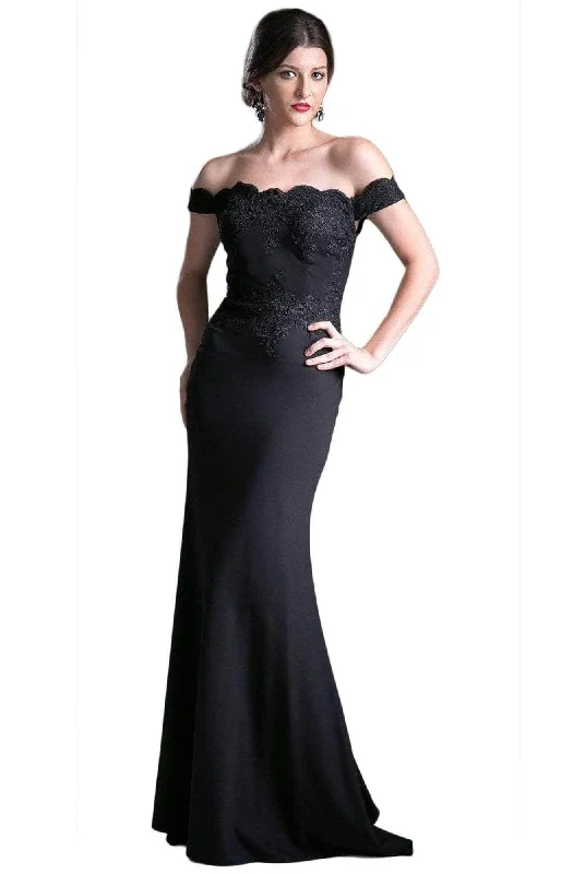 Ladivine CF158 - Off Shoulder Gown in Stretch Crepe Evening Dress