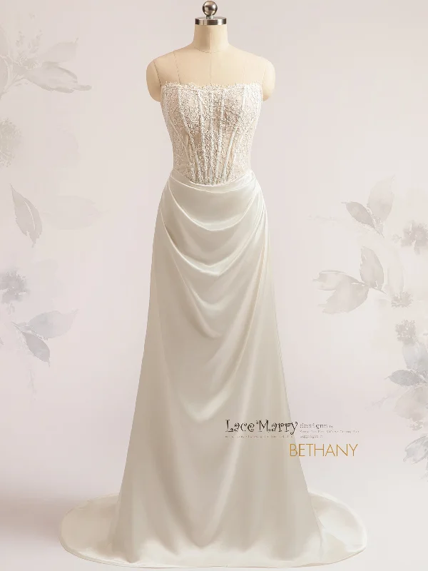 BETHANY / Boned Bodice Wedding Dress with Basque Waistline