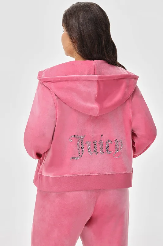 Plus-Size Mixed Crystals Velour Hoodie