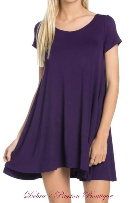 Keep It Simple Cross Back Dress - Eggplant Purple