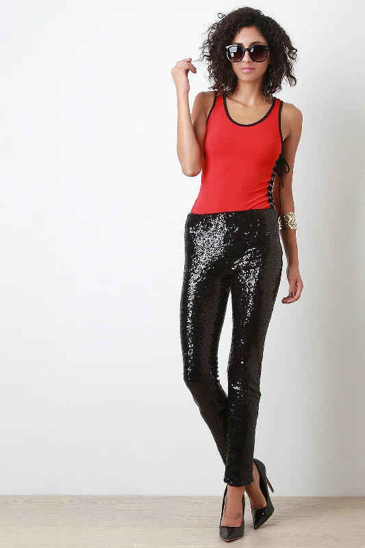 Sequin Fitted Pants