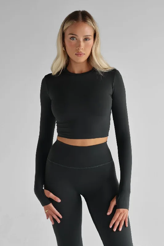 SCULPT Long Sleeve Crop - Deep Forrest