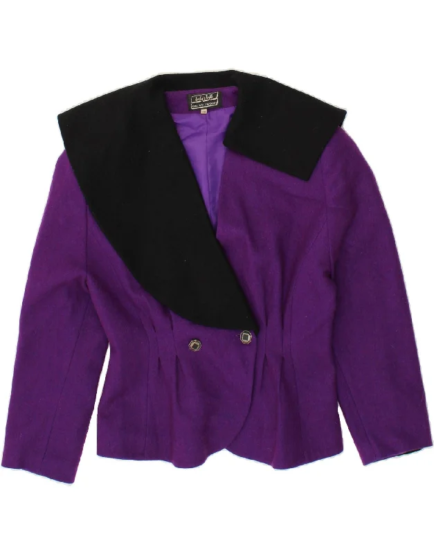 VINTAGE Womens Blazer Jacket EU 38 Medium Purple Colourblock