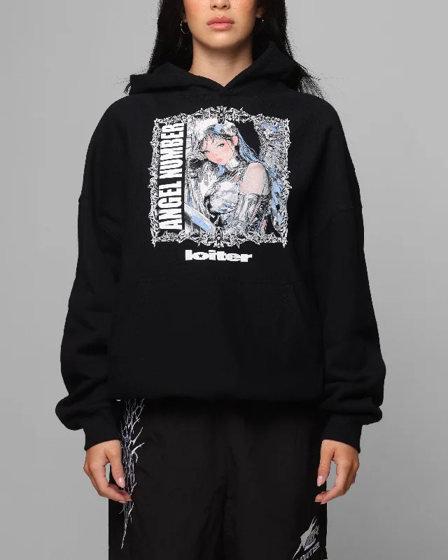 Loiter Angel Number Hoodie Black