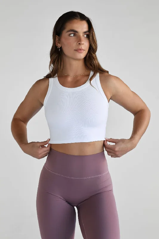 Ribbed Crop - White