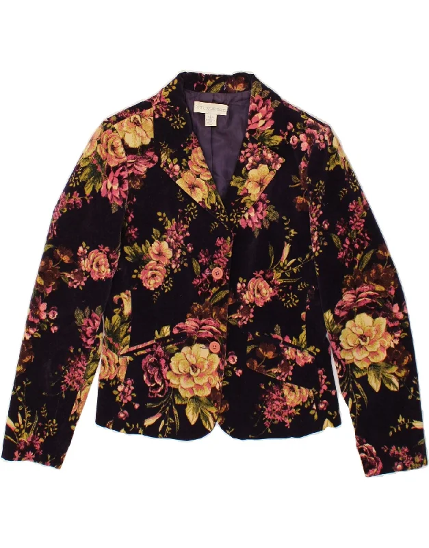 PETITE SOPHISTICATE Womens Blazer Jacket US 6 Medium Purple Floral