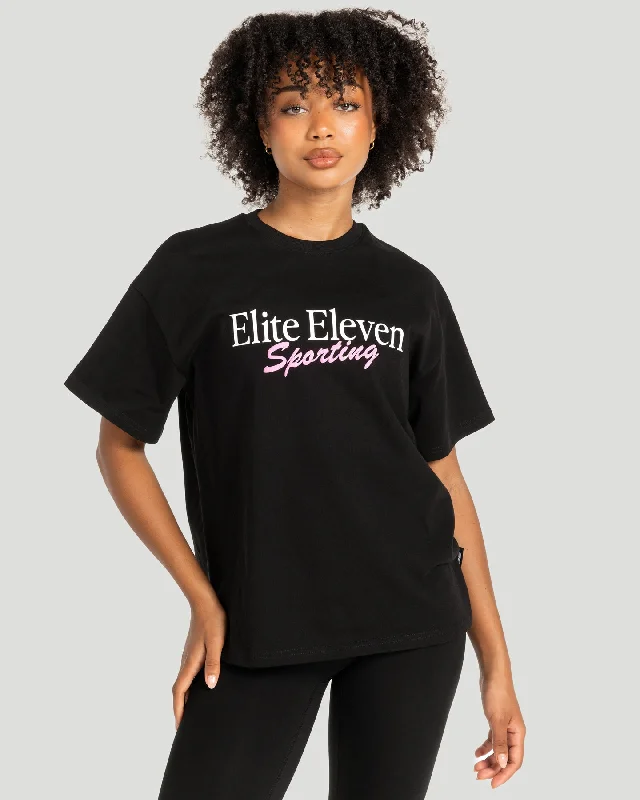 Women's Script Oversized Tee - Black / Pink