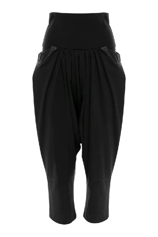 Black Drop Crotch Jersey Pants