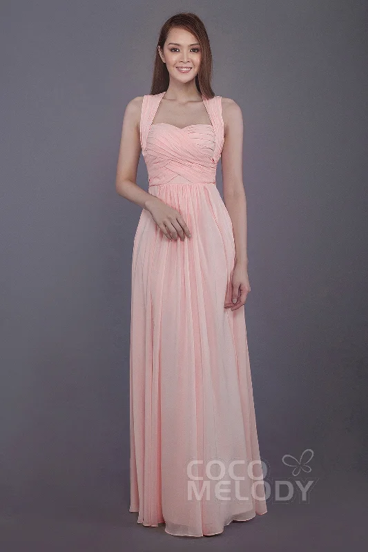 Sheath-Column Floor Length Chiffon Bridesmaid Dress PR3585