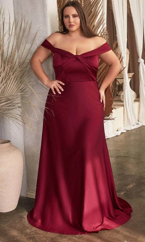 Cinderella Divine CD325C - Off-Shoulder Satin Evening Dress