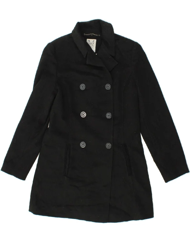 CREW CLOTHING Womens Pea Coat UK 12 Medium Black Wool