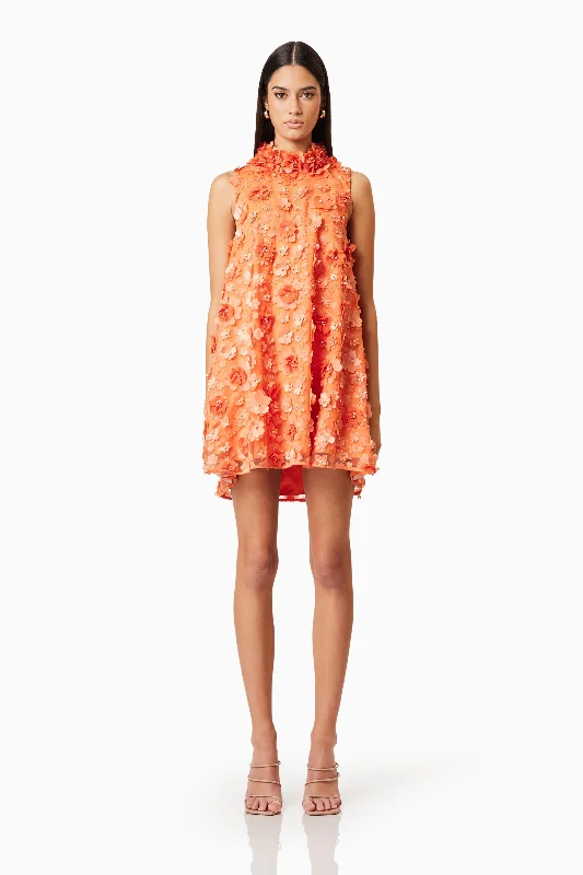 Bluebell High Neck Trapeze Dress in Orange