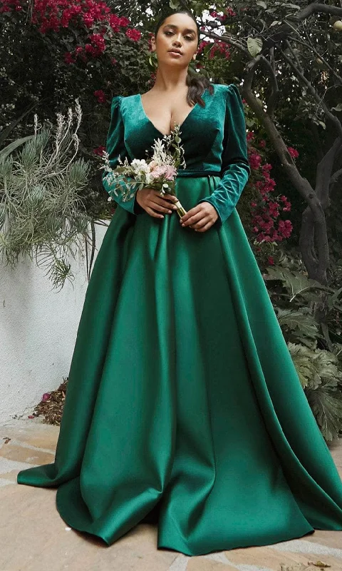 Cinderella Divine CD226C - Long Puff Sleeve Evening Gown