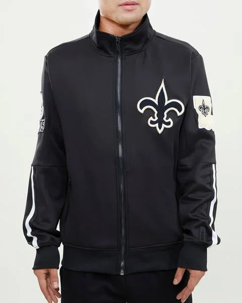 NFL NEW ORLEANS SAINTS CLASSIC MEN'S TRACK JACKET (BLACK)