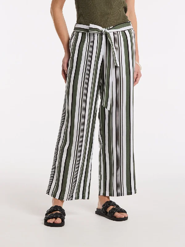 3/4 Olive Stripe Pant