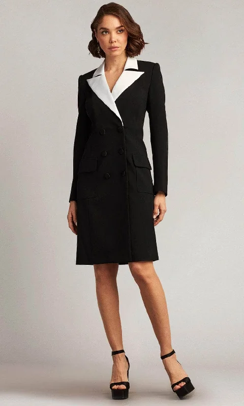 Tadashi Shoji BOS22835M - McKay Double-Breasted Coat V-Neck Dress