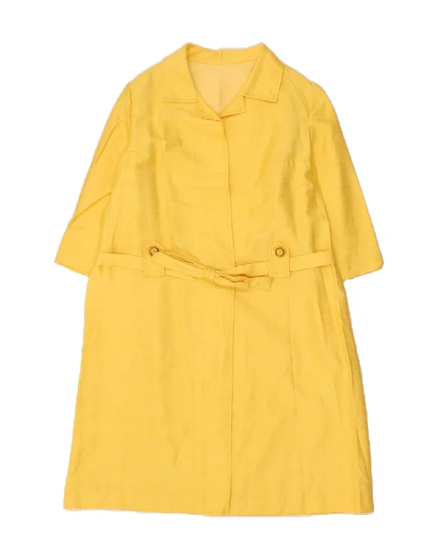 VINTAGE Womens Overcoat UK 16 Large Yellow