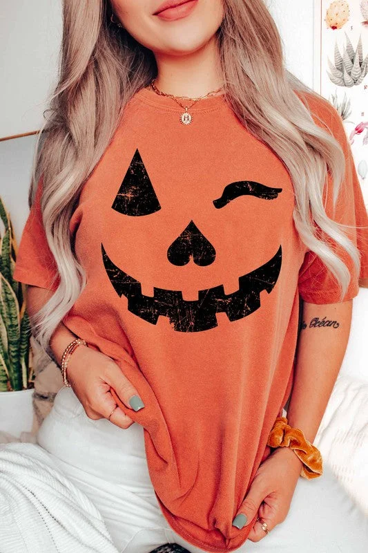 Pumpkin Smiley Wink Graphic Tee