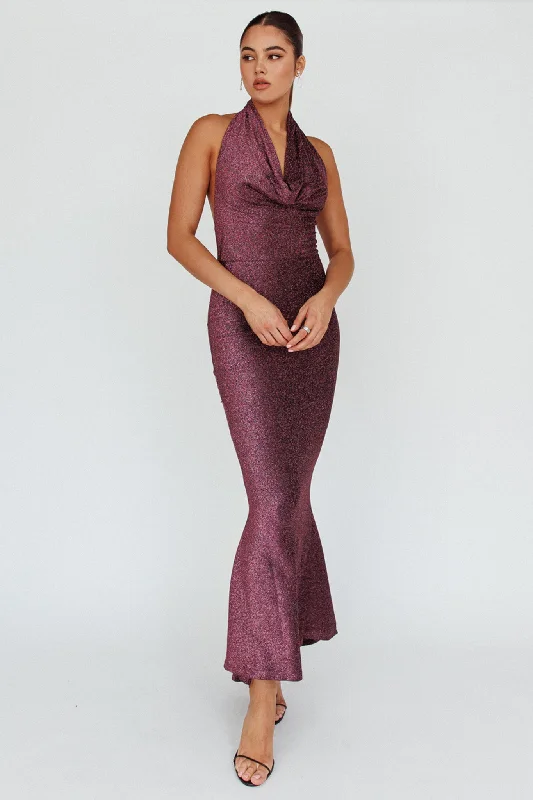 Soleil Moon Halterneck Maxi Dress Sparkle Rose