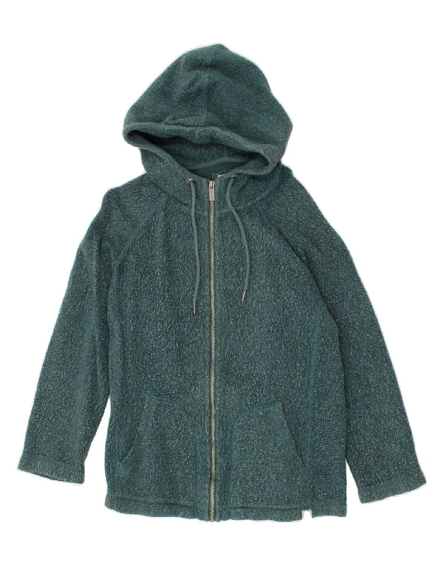 FAT FACE Womens Hooded Fleece Jacket UK 10 Small Green Cotton