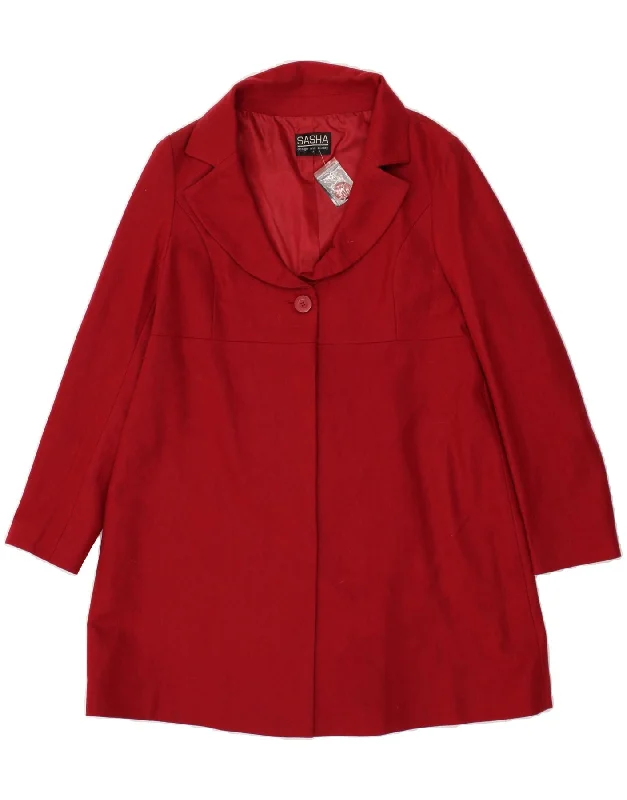 SASHA Womens Overcoat UK 14 Medium Red Wool