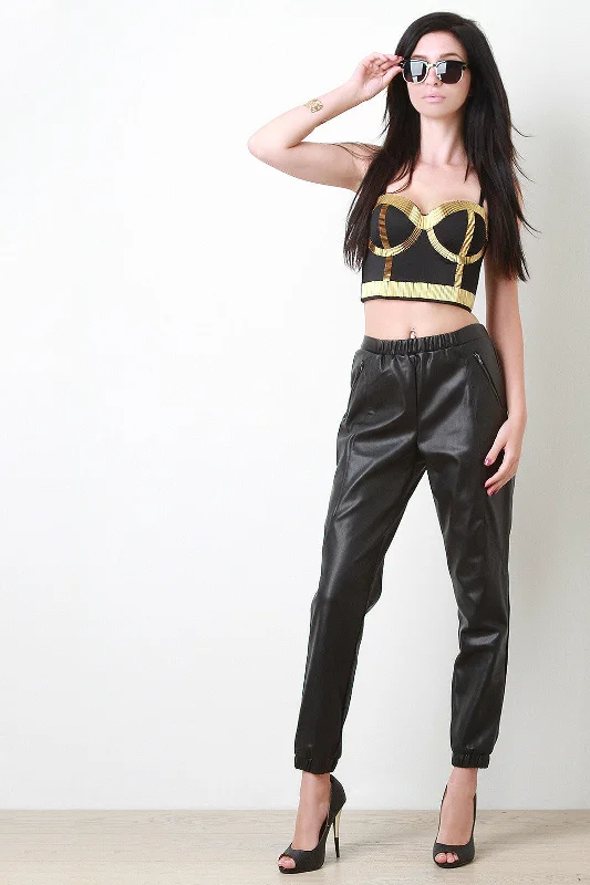 Vegan Leather Jogger Pants