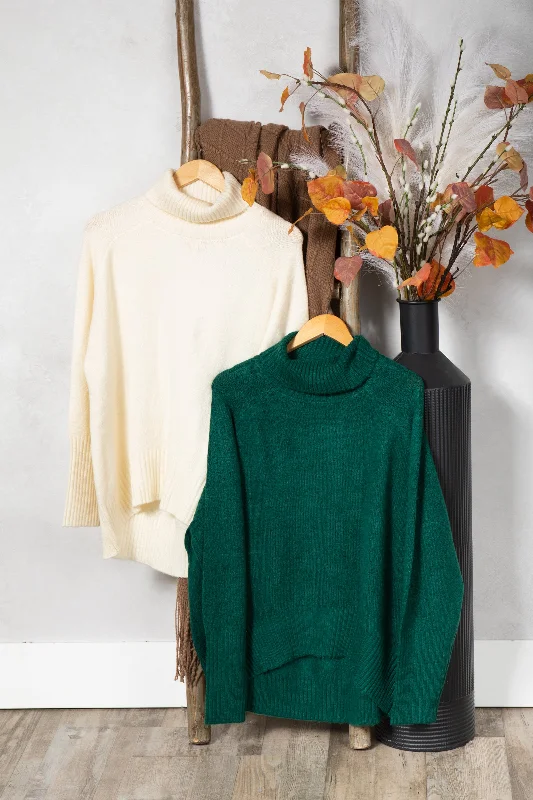 Turtleneck Long Sleeve High-Low Sweater