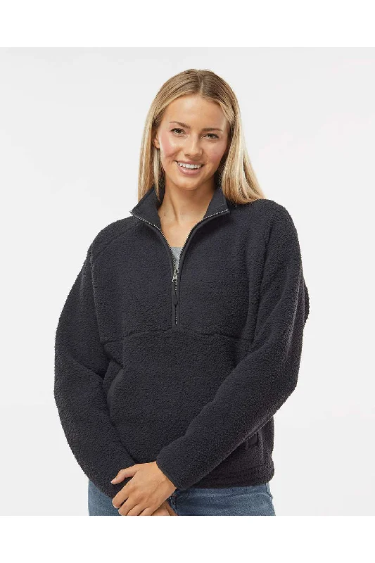 Boxercraft Womens Everest 1/4 Zip Sweatshirt w/ Pouch Pocket - Black